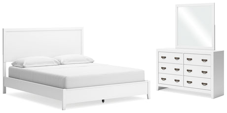 Binterglen White California King Panel Bed with Mirrored Dresser from Ashley - Luna Furniture