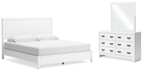 Binterglen White King Panel Bed with Mirrored Dresser from Ashley - Luna Furniture