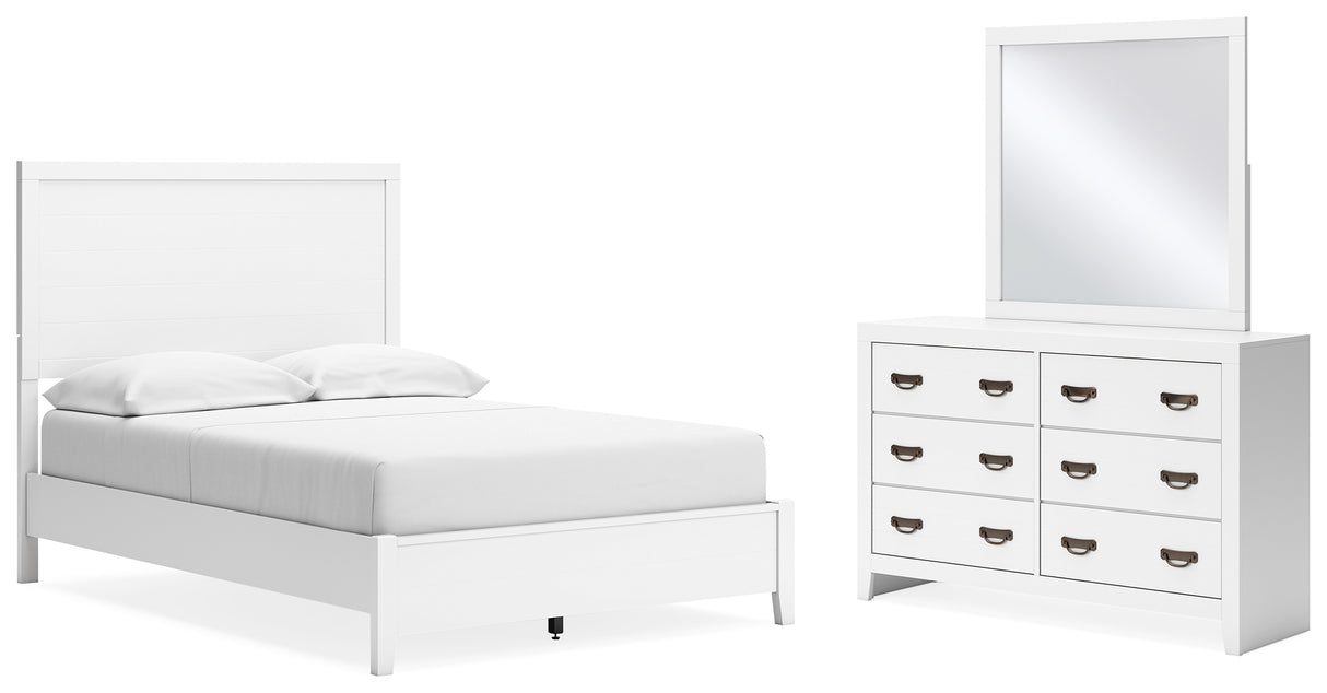 Binterglen White Full Panel Bed with Mirrored Dresser from Ashley Furniture - Luna Furniture