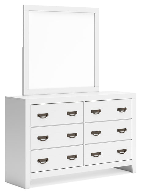 Binterglen White Full Panel Bed with Mirrored Dresser from Ashley - Luna Furniture