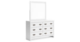 Binterglen King Panel Bed with Mirrored Dresser, Chest and 2 Nightstands in White from Ashley Furniture - Luna Furniture