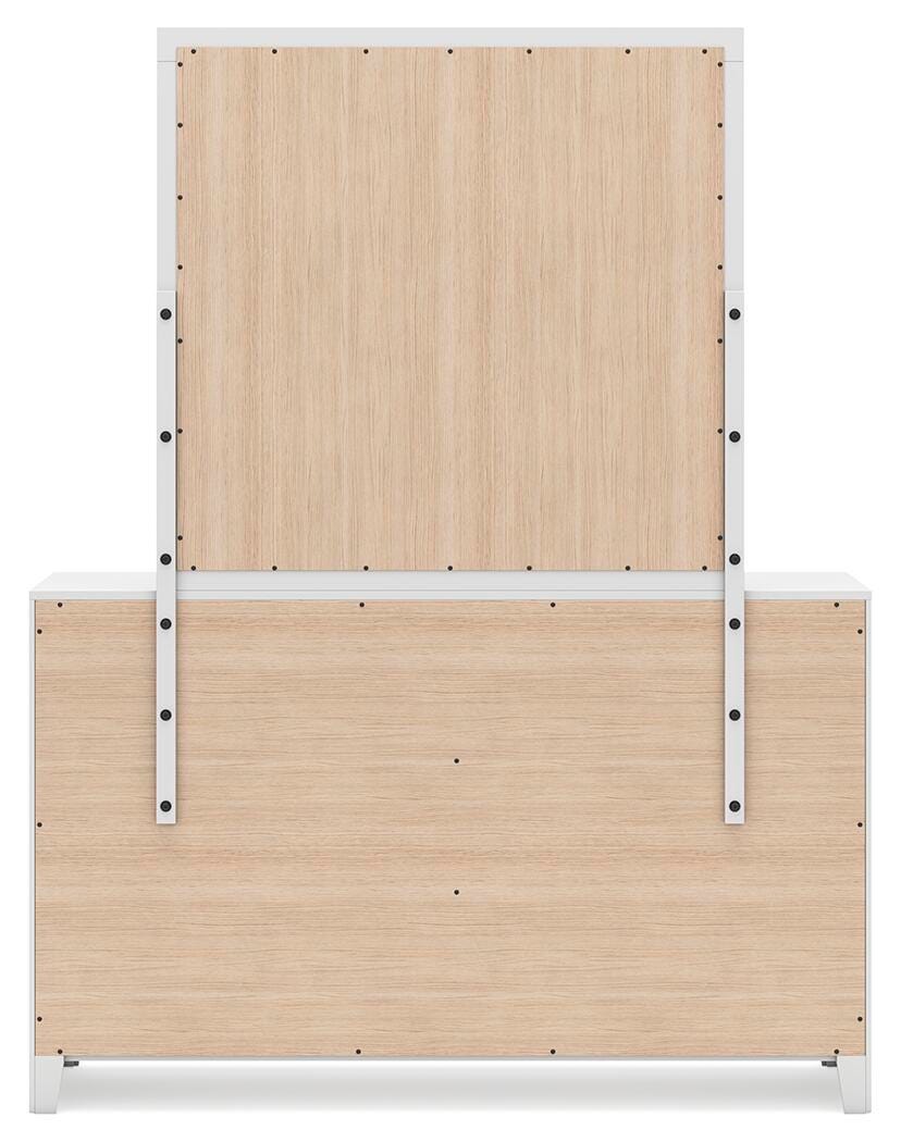Binterglen Twin Panel Bed with Mirrored Dresser, Chest and 2 Nightstands in White from Ashley Furniture - Luna Furniture