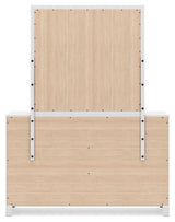 Binterglen Twin Panel Bed with Mirrored Dresser, Chest and 2 Nightstands in White from Ashley Furniture - Luna Furniture