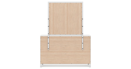Binterglen California King Panel Bed with Mirrored Dresser and 2 Nightstands in White from Ashley - Luna Furniture