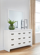 Binterglen White Queen Panel Bed with Mirrored Dresser from Ashley - Luna Furniture