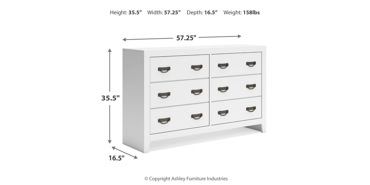 Binterglen Queen Panel Bed with Dresser in White from Ashley - Luna Furniture