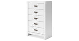 Binterglen Queen Panel Bed with Mirrored Dresser, Chest and Nightstand in White from Ashley Furniture - Luna Furniture