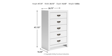 Binterglen Twin Panel Bed with Mirrored Dresser, Chest and 2 Nightstands in White from Ashley - Luna Furniture