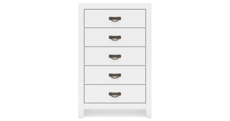 Binterglen Queen Panel Bed with Mirrored Dresser and Chest in White from Ashley - Luna Furniture