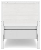 Binterglen Twin Panel Bed with Mirrored Dresser, Chest and 2 Nightstands in White from Ashley Furniture - Luna Furniture