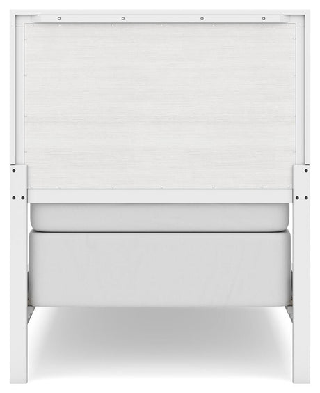 Binterglen Twin Panel Bed with Mirrored Dresser, Chest and 2 Nightstands in White from Ashley - Luna Furniture
