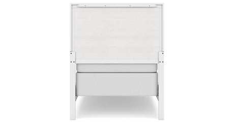 Binterglen Twin Panel Bed with Mirrored Dresser and 2 Nightstands in White from Ashley - Luna Furniture