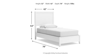 Binterglen Twin Panel Bed with Mirrored Dresser, Chest and 2 Nightstands in White from Ashley - Luna Furniture