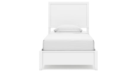 Binterglen Twin Panel Bed with Mirrored Dresser and 2 Nightstands in White from Ashley - Luna Furniture