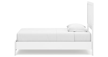 Binterglen Twin Panel Bed with Mirrored Dresser, Chest and 2 Nightstands in White from Ashley - Luna Furniture