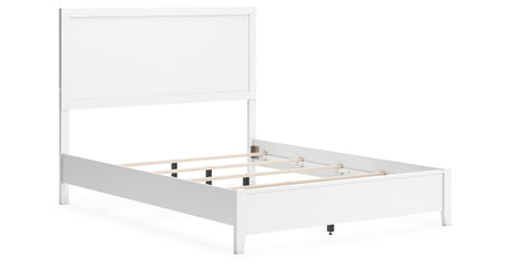 Binterglen Queen Panel Bed with Mirrored Dresser and 2 Nightstands in White from Ashley - Luna Furniture