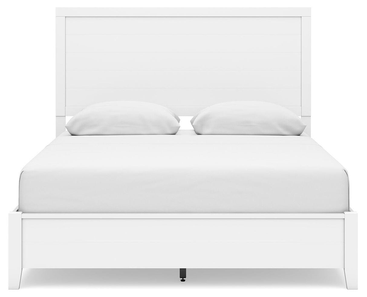 Binterglen White Queen Panel Bed with Mirrored Dresser from Ashley - Luna Furniture