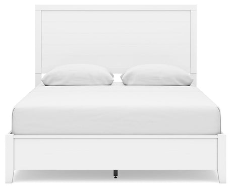 Binterglen White Queen Panel Bed with Mirrored Dresser from Ashley - Luna Furniture