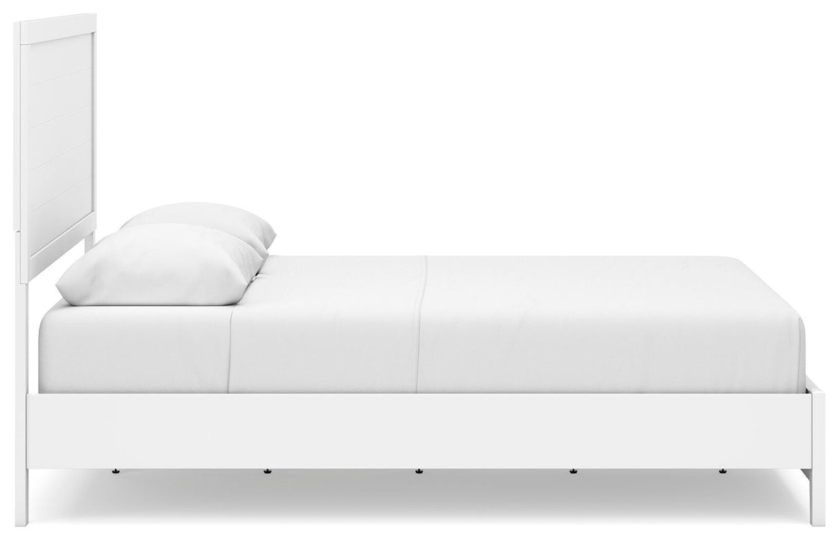 Binterglen White Queen Panel Bed with Mirrored Dresser from Ashley - Luna Furniture