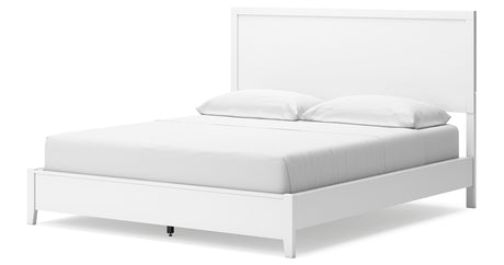 Binterglen California King Panel Bed with Mirrored Dresser, Chest and 2 Nightstands in White from Ashley - Luna Furniture