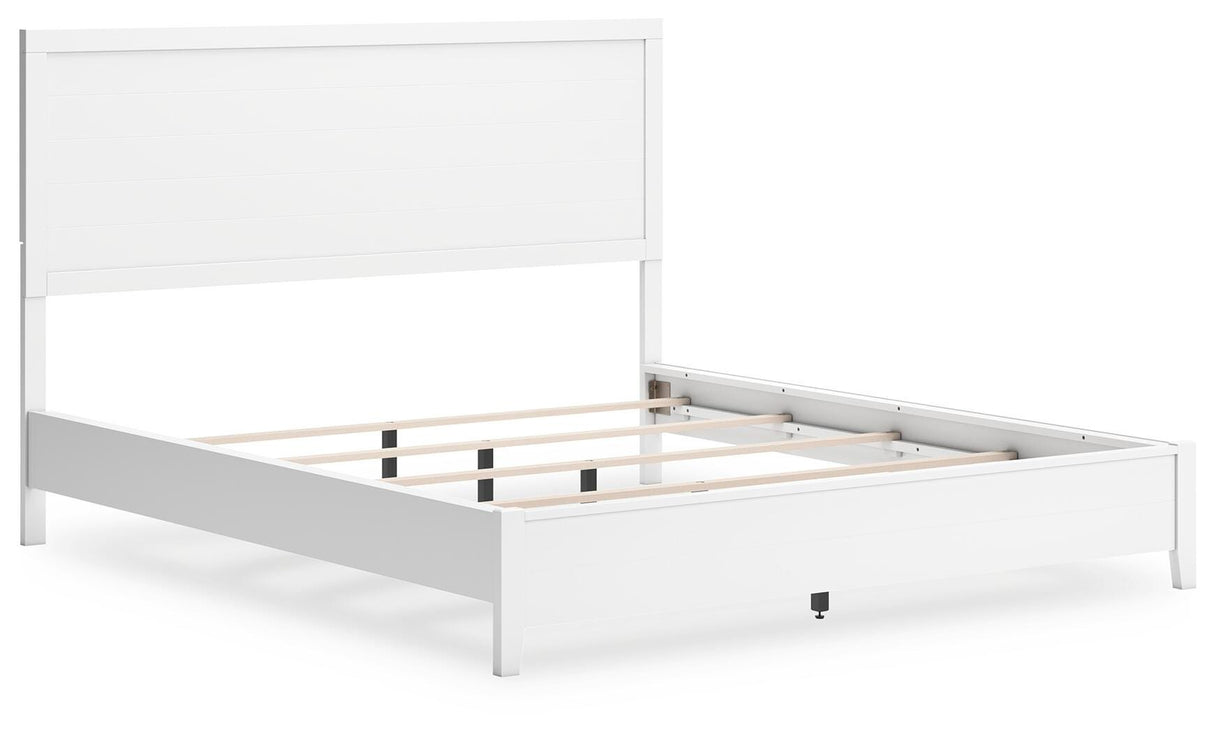Binterglen White California King Panel Bed with Mirrored Dresser from Ashley - Luna Furniture