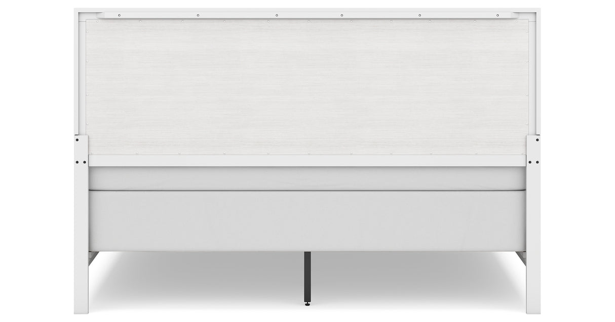 Binterglen King Panel Bed with Mirrored Dresser, Chest and Nightstand in White from Ashley Furniture - Luna Furniture