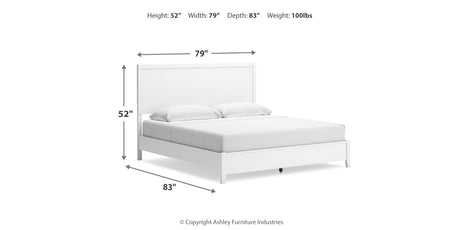 Binterglen King Panel Bed with 2 Nightstands in White from Ashley - Luna Furniture