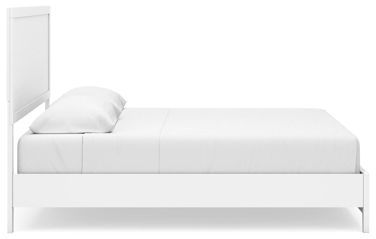 Binterglen White King Panel Bed with Mirrored Dresser from Ashley - Luna Furniture
