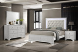 Lyssa Oat and Frost Twin LED Upholstered Panel Bed from Crown Mark - Luna Furniture