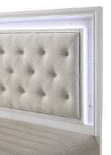 Lyssa Oat and Frost Twin LED Upholstered Panel Bed from Crown Mark - Luna Furniture