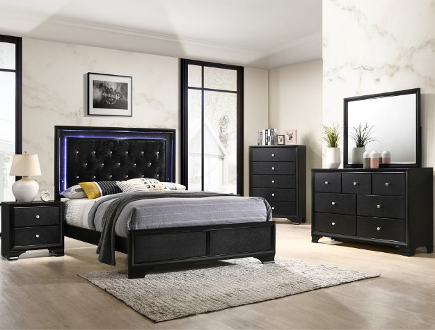 Crown Mark Micah Black Nightstand - Luna Furniture