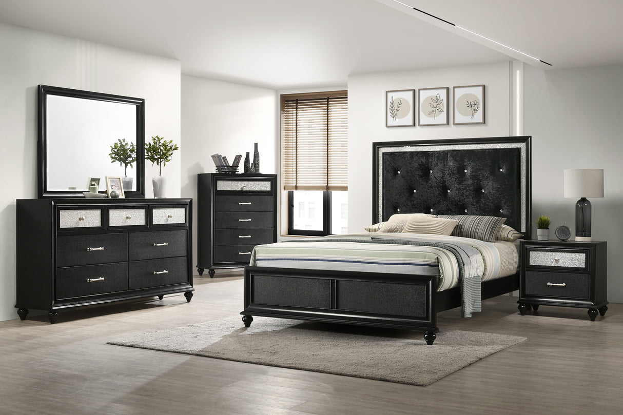 Lila Black Full Upholstered Panel Bed from Crown Mark - Luna Furniture