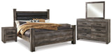 Wynnlow King Poster Bed with Mirrored Dresser and 2 Nightstands in Gray from Ashley Furniture - Luna Furniture