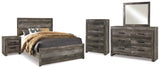 Wynnlow Queen Panel Bed with Mirrored Dresser, Chest and 2 Nightstands in Gray from Ashley Furniture - Luna Furniture