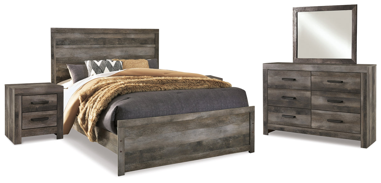 Wynnlow Queen Panel Bed with Mirrored Dresser and 2 Nightstands in Gray from Ashley - Luna Furniture