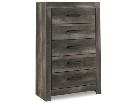 Wynnlow King Poster Bed with Mirrored Dresser, Chest and 2 Nightstands in Gray from Ashley Furniture - Luna Furniture