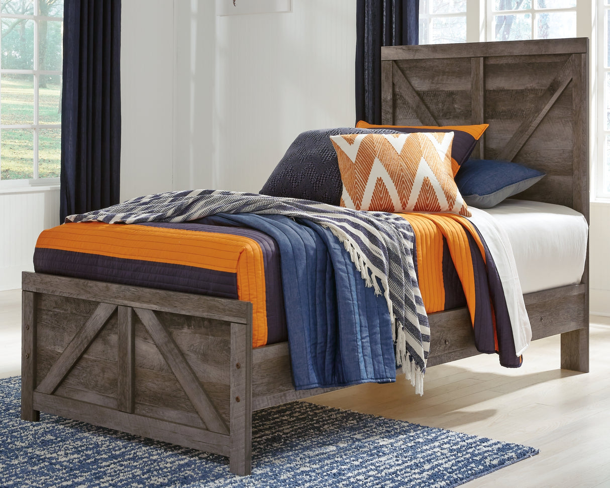 Wynnlow Gray Crossbuck Twin Panel Bed from Ashley Furniture - Luna Furniture