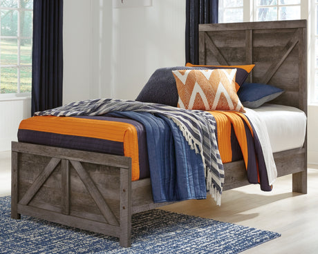 Wynnlow Gray Crossbuck Twin Panel Bed from Ashley Furniture - Luna Furniture