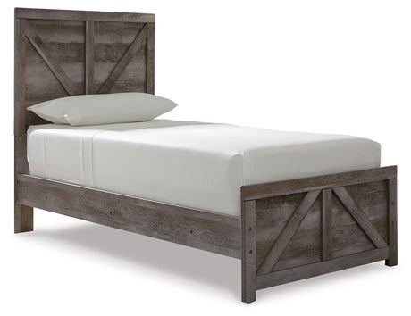 Wynnlow Gray Twin Panel Bed and 2 Nightstands from Ashley - Luna Furniture