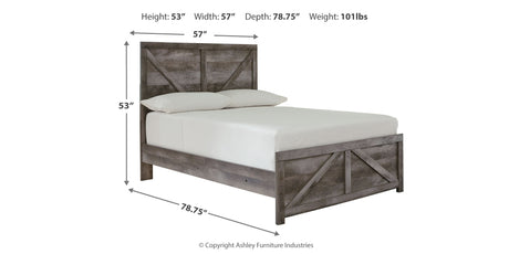 Wynnlow Gray Full Crossbuck Panel Bed and 2 Chests from Ashley - Luna Furniture