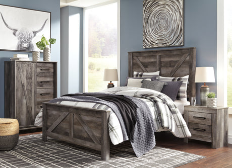 Wynnlow Gray Crossbuck Queen Panel Bed from Ashley - Luna Furniture
