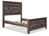 Wynnlow Queen Crossbuck Panel Bed with Mirrored Dresser and Chest in Gray from Ashley Furniture - Luna Furniture