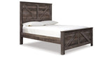 Wynnlow Queen Crossbuck Panel Bed with Mirrored Dresser and 2 Nightstands in Gray from Ashley Furniture - Luna Furniture