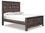 Wynnlow Queen Crossbuck Panel Bed with Mirrored Dresser and Chest in Gray from Ashley Furniture - Luna Furniture