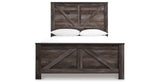 Wynnlow Queen Crossbuck Panel Bed with Mirrored Dresser, Chest and 2 Nightstands in Gray from Ashley Furniture - Luna Furniture