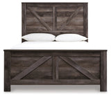 Wynnlow Queen Crossbuck Panel Bed with Mirrored Dresser and Chest in Gray from Ashley Furniture - Luna Furniture