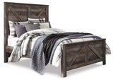 Wynnlow Queen Crossbuck Panel Bed with Mirrored Dresser and Chest in Gray from Ashley Furniture - Luna Furniture