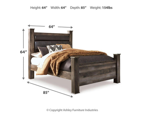 Wynnlow Gray Queen Upholstered Poster Bed from Ashley - Luna Furniture