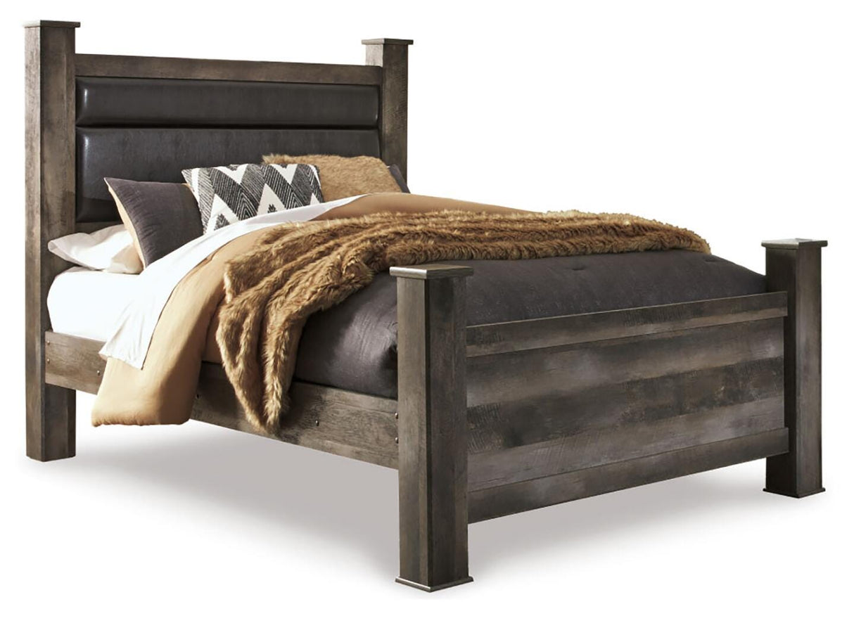 Wynnlow Gray Queen Upholstered Poster Bed from Ashley Furniture - Luna Furniture