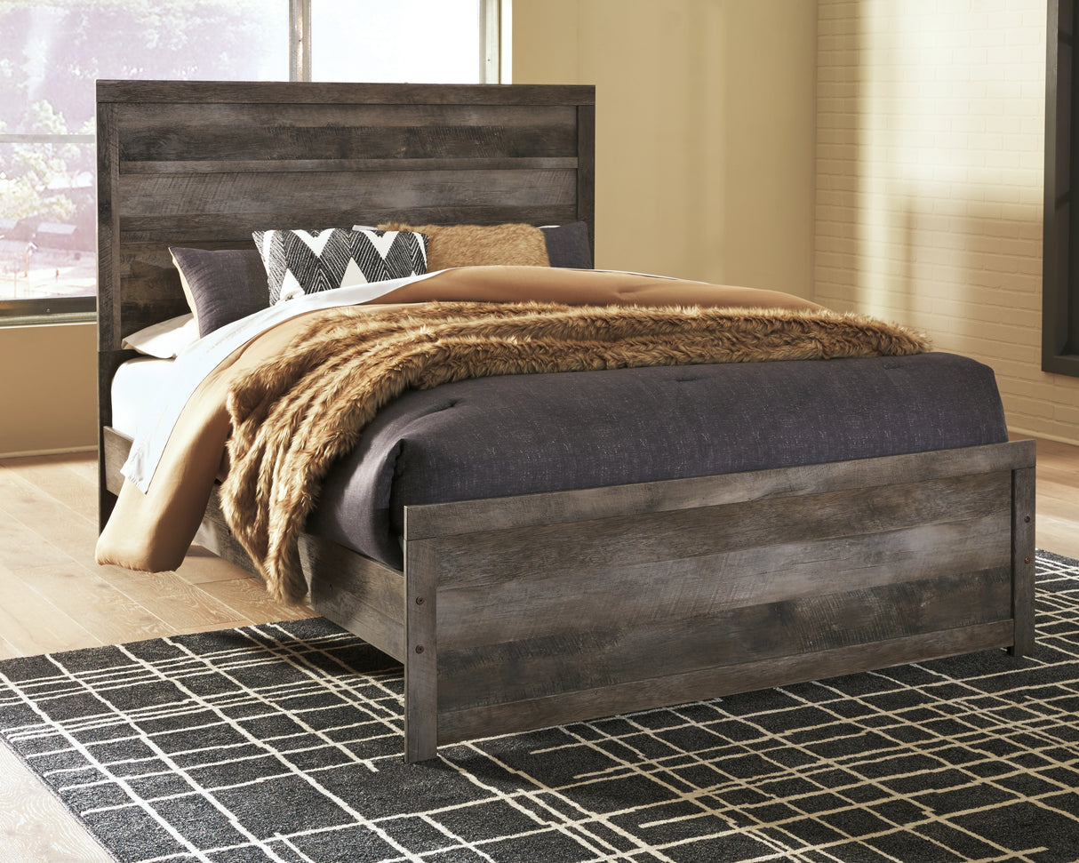 Wynnlow Queen Panel Bed with Mirrored Dresser and 2 Nightstands in Gray from Ashley - Luna Furniture